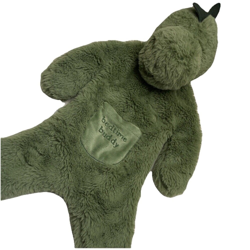 Mud Pie Green Dinosaur Bedtime Buddy Plush Stuffed Animal Security Blanket Lovey